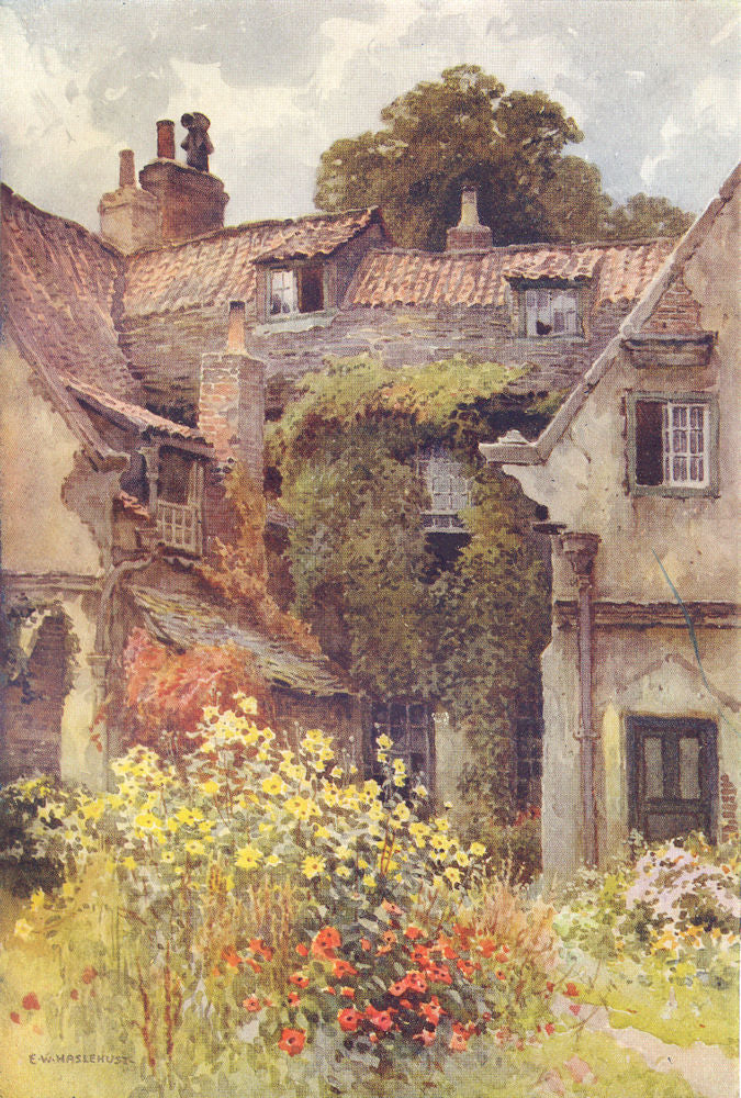 Thorp Prebendal House, Ripon. Yorkshire. By Ernest Haslehust 1920 old print